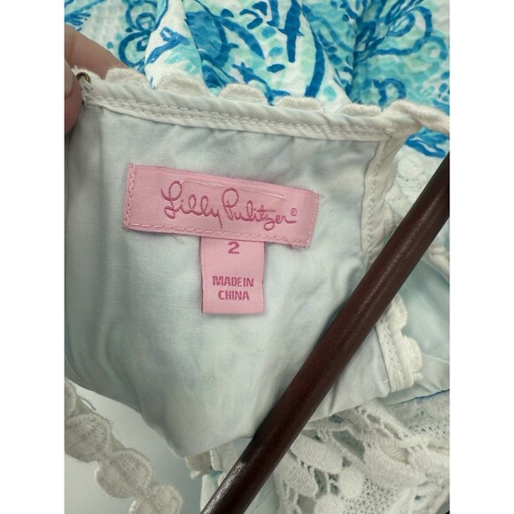 LILLY PULITZER Pearl Lace Shift Dress, Size 2, Blue White Back It Up, EUC - Picture 11 of 13